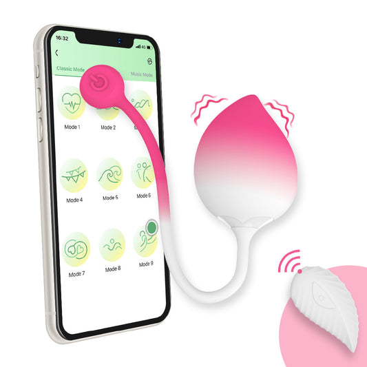 Tragbarer Vibrator in Pfirsichform mit 9 Vibrationen, Höschenvibrator mit APP-Fernbedienung 