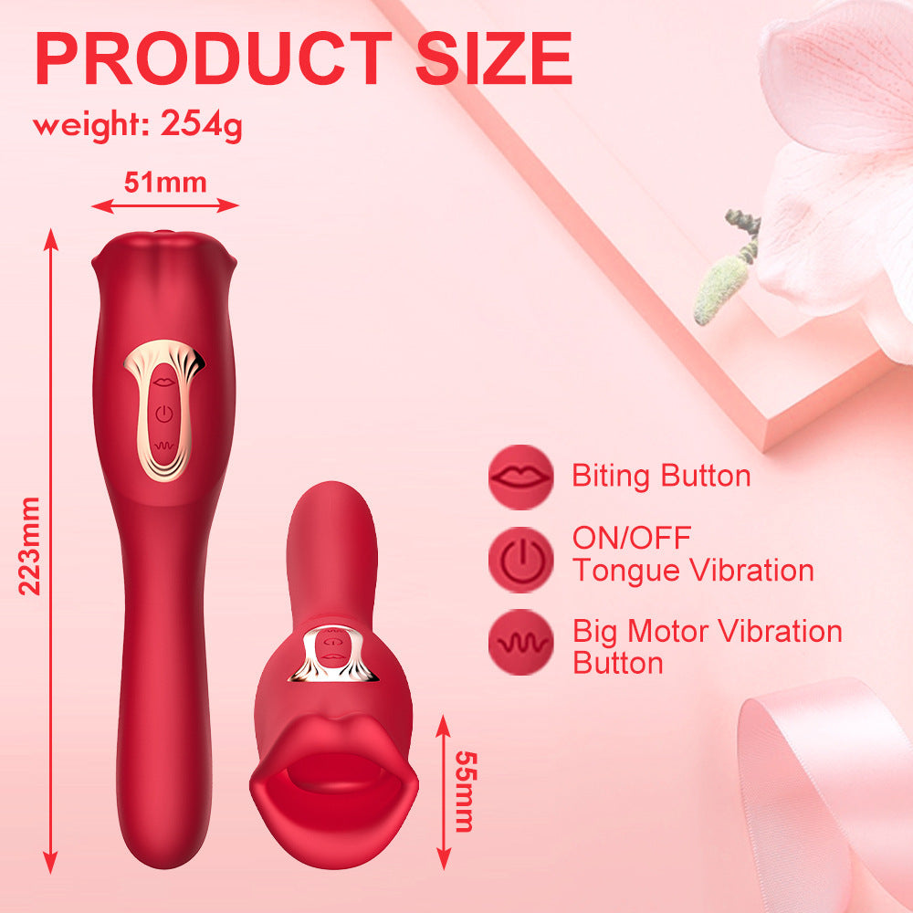 Rose Kiss G-Punkt-Vibrator zum Beißen und Lecken 