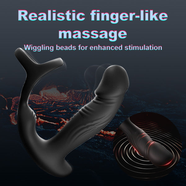 Finger-Like Dildo Prostate Massager with Penis Rings Wiggling Anal Vibrator Adult Sex Toy