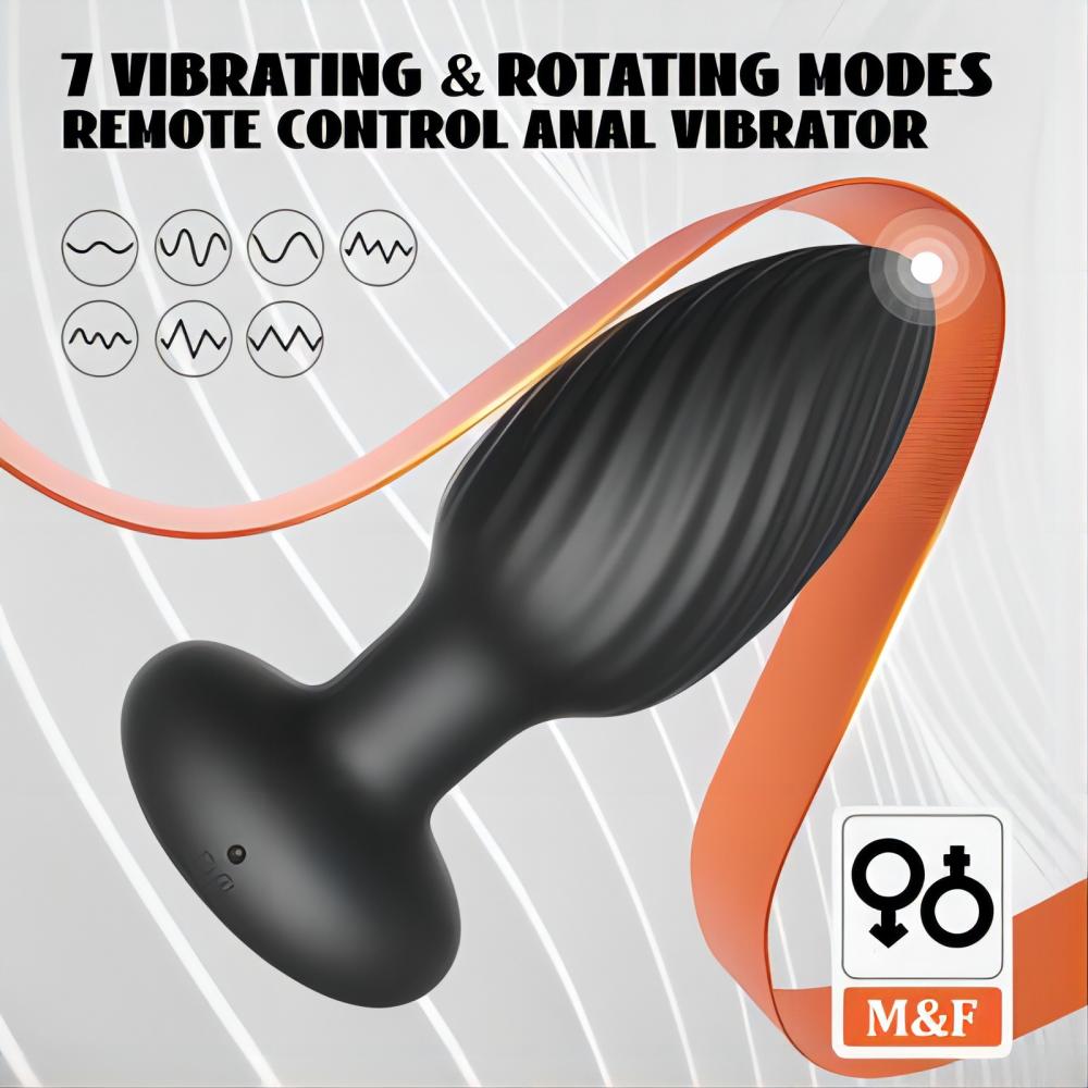 Butt Plug with 7 Rotating and Vibrating Modes Anal Vibrator Remote Control Anal Plug Sex Toy for Man & Woman