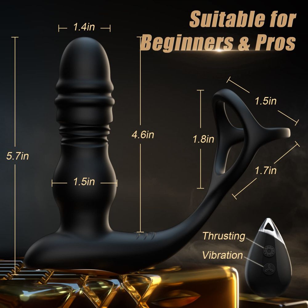 Male Prostate Massager Thrusting Anal Vibrator Adult Sex Toys with Penis Ring