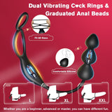 Male Anal Beads Prostate Massager Remote Anal Vibrator Butt Plug with Penis Rings Adult Toys