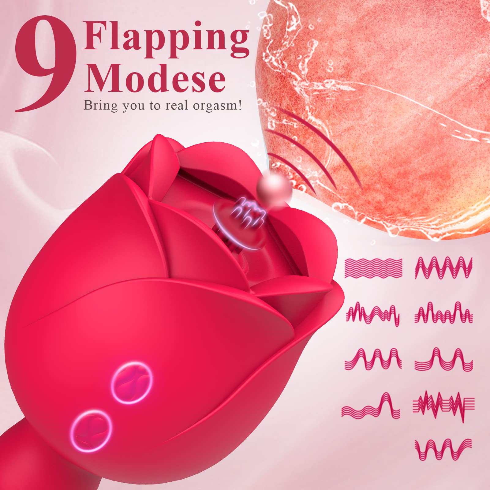 Rosenvibrator mit 9 Vibrations- und 9 Schlagmodi, Sexspielzeug für Frauen 