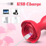 Anal Vibrators Vibrating Rose Remote Control Butt Plug with 10 Modes Adult Sex Toys