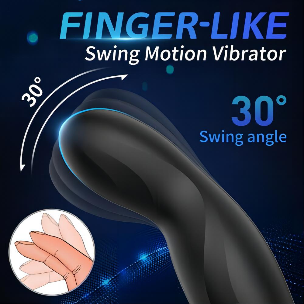 Fingerähnliches Wiggle 9 Swing vibrierendes Prostata-Massagegerät mit doppeltem Penisring 