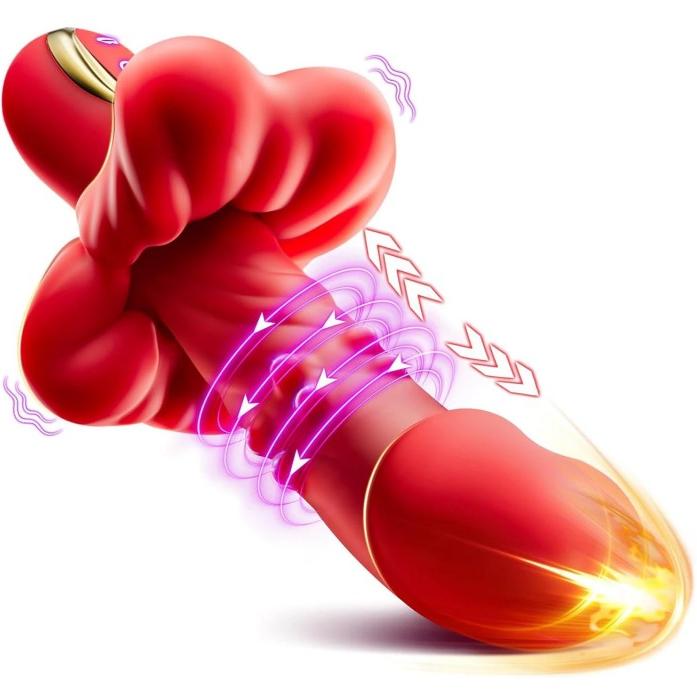 G-Spot Bliss Thrusting Dildo Vibrator Female Vibrators with Rotating Beads & Realistic Lips Adult Toys