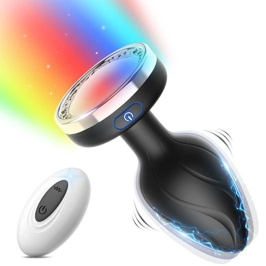 LED Vibrating Butt Plug Anal Vibrator Ingrid Porstate Masager with 10 Colorful Light Adult Toys