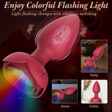 Rose Anal Vibrator Light Up with 7 Vibrations Remote Control Vibrating Butt Plug Adult Sex Toys