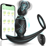 Luse APP Control 3-Gang-Rotation und 10-Frequenz-Vibration Analspielzeug mit Penisring-Prostata-Massagegerät 