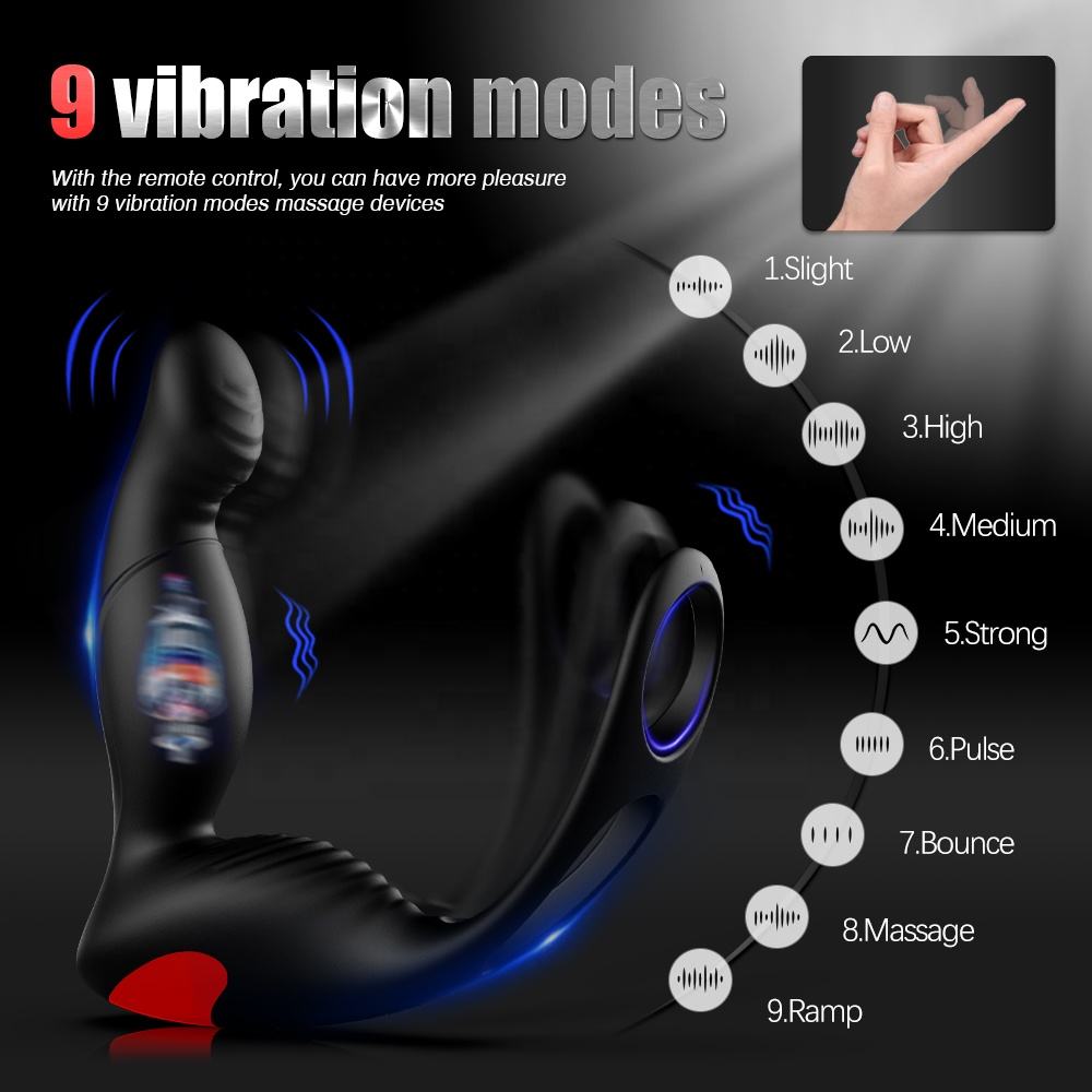 Ferngesteuerter männlicher Prostata-Vibe-Analplug mit Penisring 