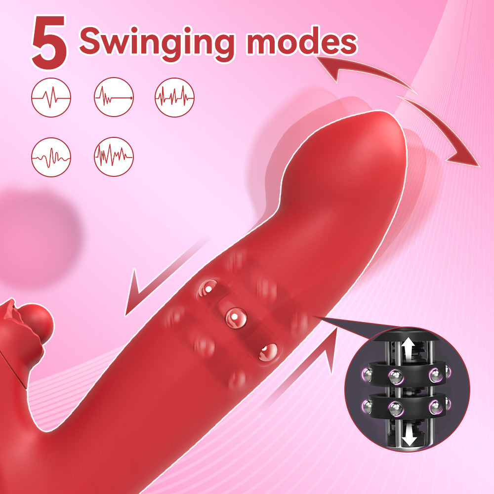 Wiggling Rabbit G Spot Vibrator with Sliding Beads Ring Clitoral Stimulator Woman Sex Toys