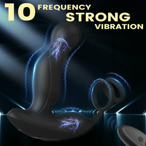 U-SINER 3-IN-1-Prostata-Massagegerät mit 11 Vibrationen und doppeltem Penisring 