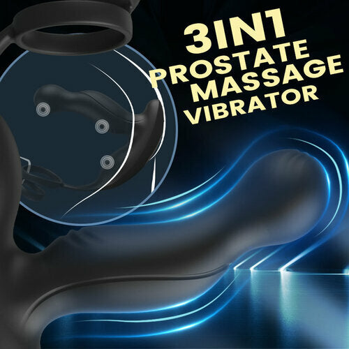 U-SINER 3-IN-1-Prostata-Massagegerät mit 11 Vibrationen und doppeltem Penisring 